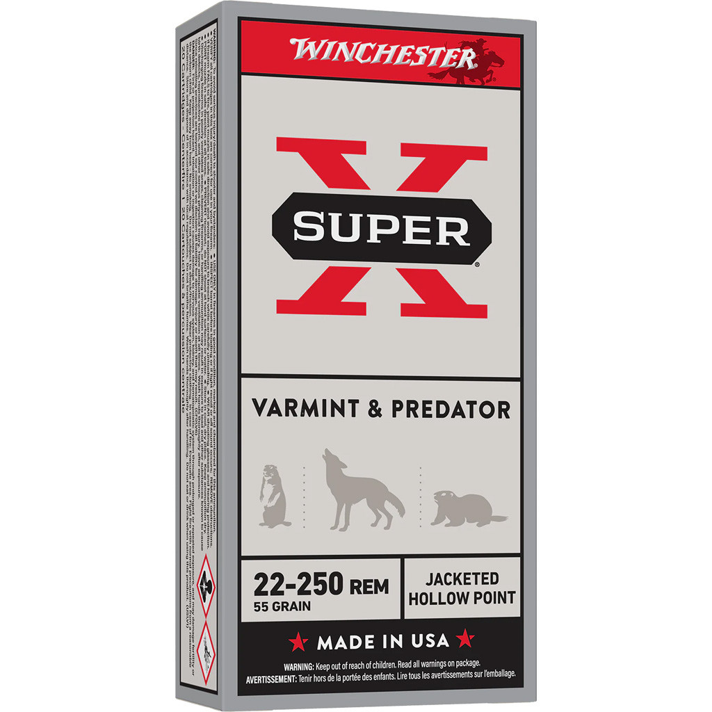 Winchester Super-X Rifle Ammo 22-250 Rem 55 gr. JHP SX 20 rd