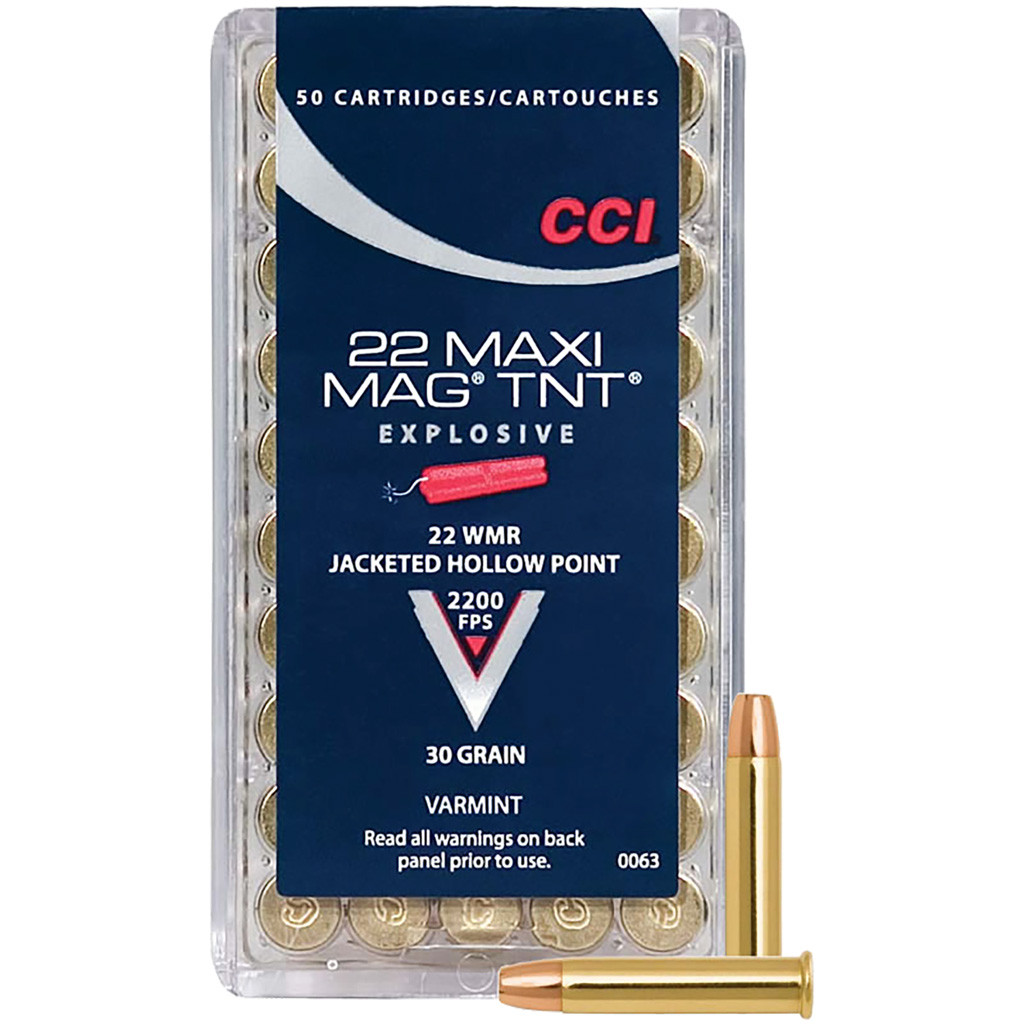 CCI Maxi-Mag TNT Rimfire Ammo 22 Mag 30 gr. Jacketed Hollow Point