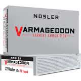 Nosler Varmageddon Rifle Ammunition 22 Nosler 53 gr. VG FBT 20 rd. Nosler Varmageddon Rifle Ammunition 22 Nosler 53 gr. VG FBT 20 rd.
