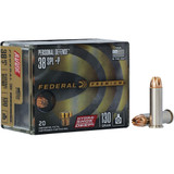 Federal Premium Personal Defense Pistol Ammo 38 Spl. + P 130 gr. Hydrashok Deep JHP 20 rd. Federal Premium Personal Defense Pistol Ammo 38 Spl. + P 130 gr. Hydrashok Deep JHP 20 rd.