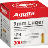 Aguila Pistol Ammo 9mm 124 gr. FMJ 300 rd. Aguila Pistol Ammo 9mm 124 gr. FMJ 300 rd.