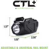 Viridian CTL+ Universal Weapon Light 1,100 Lumen Tactical Light Black
