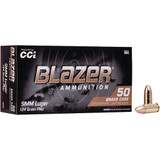 CCI Blazer Brass Pistol Ammo 9mm Luger 124 gr. FMJ Round Nose 50 rd. CCI Blazer Brass Pistol Ammo 9mm Luger 124 gr. FMJ Round Nose 50 rd.
