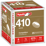 Aguila Target Shotgun Load 410 ga. 2.5 in. 1/2 oz. 9 Shot 25 rd. Aguila Target Shotgun Load 410 ga. 2.5 in. 1/2 oz. 9 Shot 25 rd.