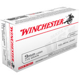 Winchester USA Pistol Ammo 9mm Luger 115 gr. FMJ 50 rd. Winchester USA Pistol Ammo 9mm Luger 115 gr. FMJ 50 rd.