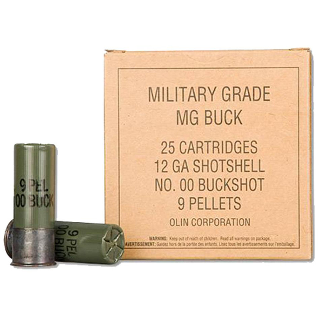 Winchester Military Grade Load 12 ga. 2.75 in. 9 Pellet Buckshot 00 25 ...
