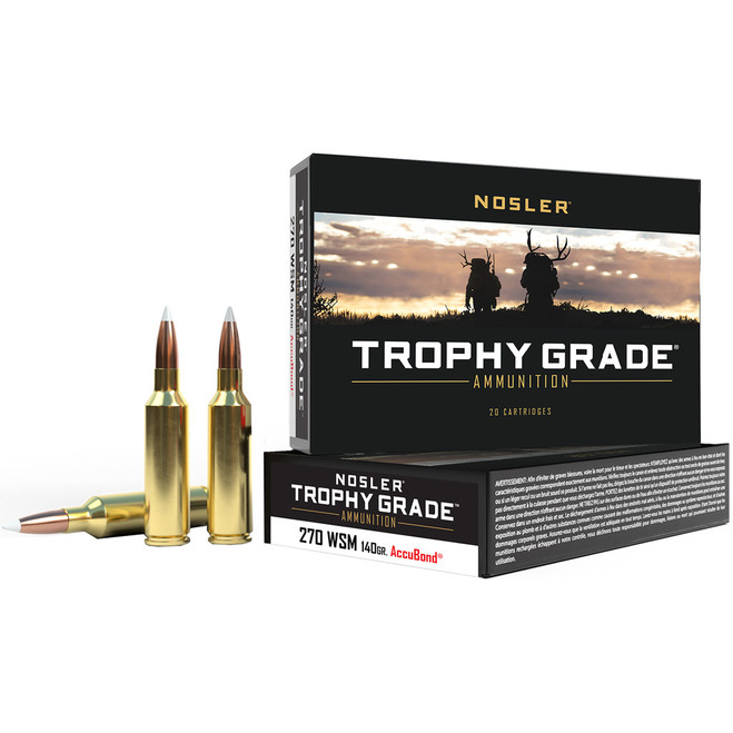 Nosler Trophy Grade Rifle Ammunition 270 WSM 140 gr. AB SP 20 rd. Nosler Trophy Grade Rifle Ammunition 270 WSM 140 gr. AB SP 20 rd.
