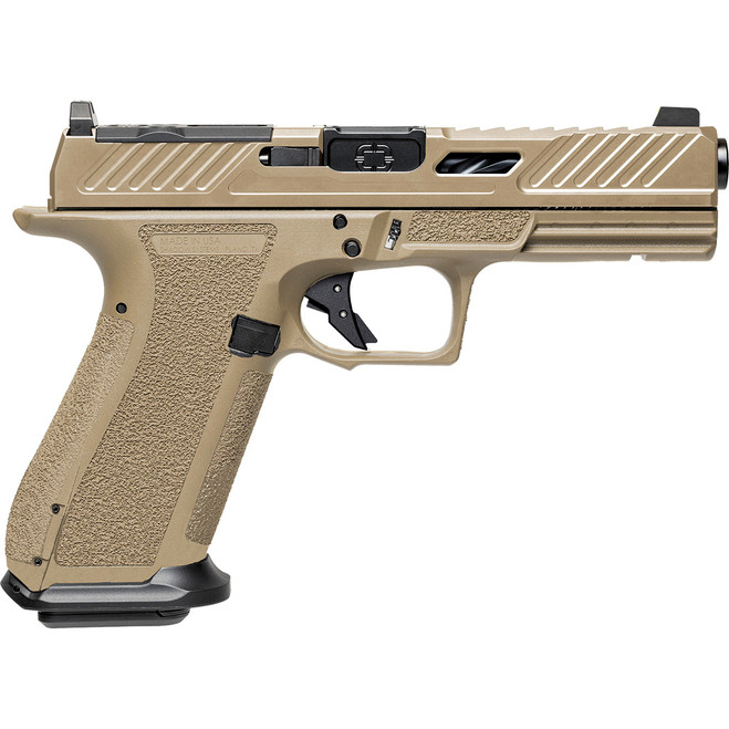 Shadow Systems DR920 Elite Slide Optic Pistol 9mm FDE Frame 4.5 in. Unthreaded Barrel Black 17rd Shadow Systems DR920 Elite Slide Optic Pistol 9mm FDE Frame 4.5 in. Unthreaded Barrel Black 17rd