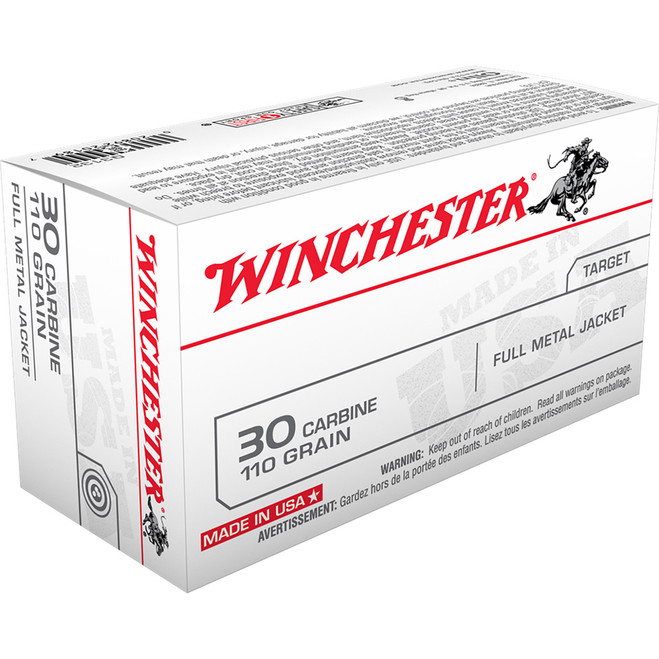 Winchester USA Rifle Ammo 30 Carbine 110 gr. FMJ 50 rd. Winchester USA Rifle Ammo 30 Carbine 110 gr. FMJ 50 rd.