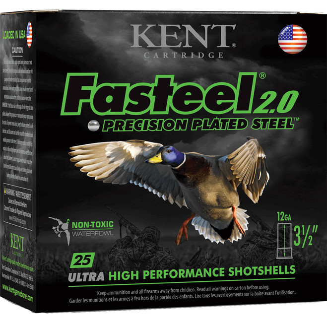 Kent Fasteel 2.0 Precision Plated Steel Load 12 ga. 3.5 in. 1 3/8 oz. 2 Shot 25 rd.