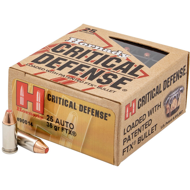 Hornady Critical Defense Handgun Ammo 25 ACP 35 gr. FTX 25 rd. Hornady Critical Defense Handgun Ammo 25 ACP 35 gr. FTX 25 rd.