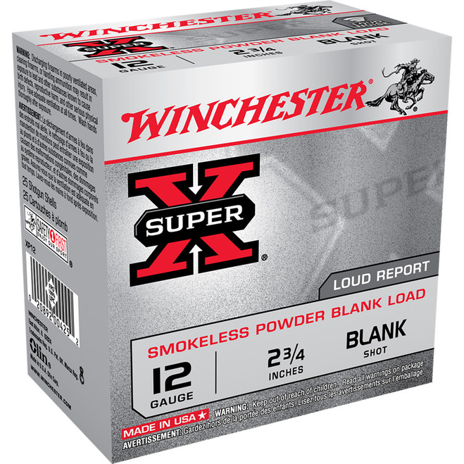 Winchester Super-X Smokeless Load 12 ga. 2.75 in. Blanks 25 rd. Winchester Super-X Smokeless Load 12 ga. 2.75 in. Blanks 25 rd.