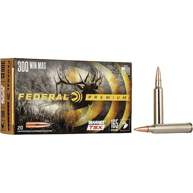 Federal Premium Rifle Ammo 300 Win. Mag. 165 gr. Barnes TSX 20 rd. Federal Premium Rifle Ammo 300 Win. Mag. 165 gr. Barnes TSX 20 rd.