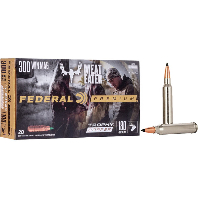 Federal Premium Rifle Ammo 300 Win. Mag. 180 gr. Trophy Copper 20 rd. Federal Premium Rifle Ammo 300 Win. Mag. 180 gr. Trophy Copper 20 rd.