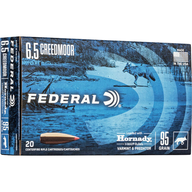 Federal Varmint & Predator Rifle Ammo 6.5 Creedmoor 95 gr. V-Max 20 rd. Federal Varmint & Predator Rifle Ammo 6.5 Creedmoor 95 gr. V-Max 20 rd.