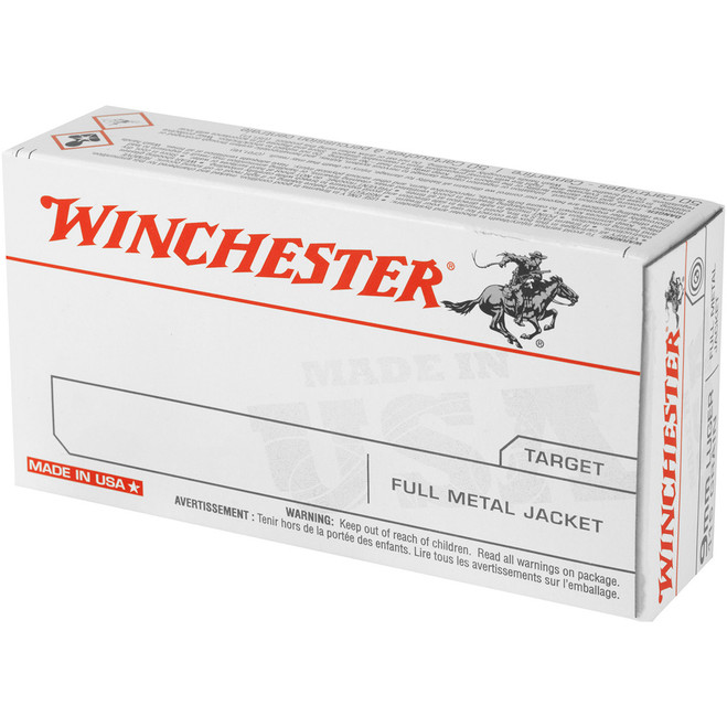 Winchester USA White Box Pistol Ammo 9mm 124 gr. FMJ 100 rd.