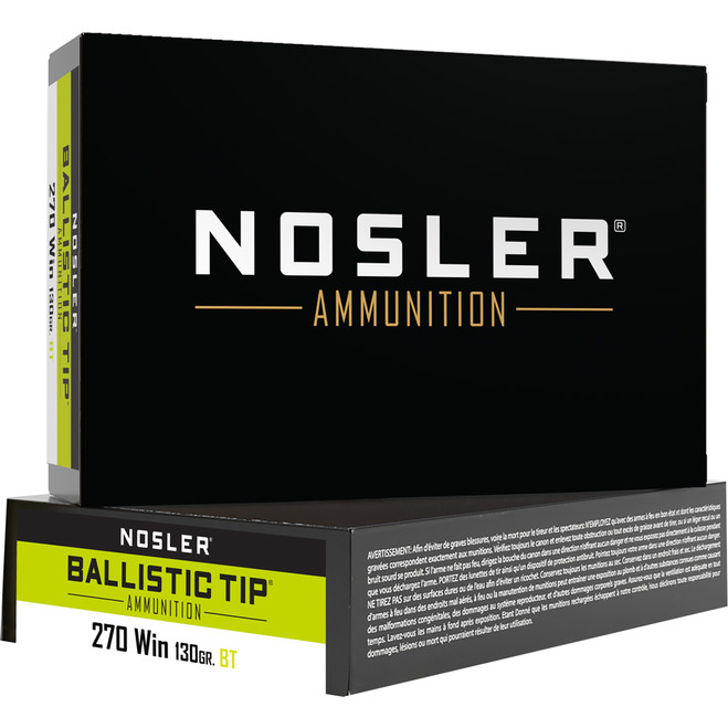 Nosler Ballistic Tip Rifle Ammunition 270 Win. 130 gr. BT SP 20 rd. Nosler Ballistic Tip Rifle Ammunition 270 Win. 130 gr. BT SP 20 rd.