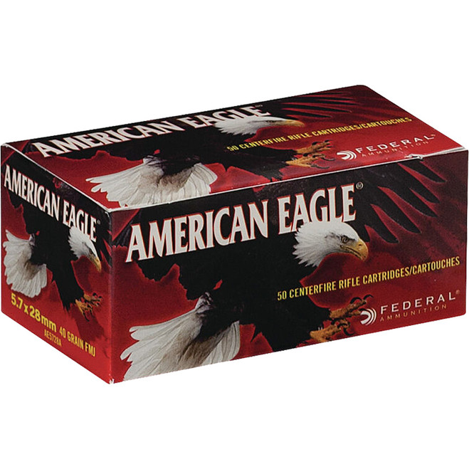Federal American Eagle Pistol Ammo 5.7x28mm 40 gr. FMJ 50 rd. Federal American Eagle Pistol Ammo 5.7x28mm 40 gr. FMJ 50 rd.