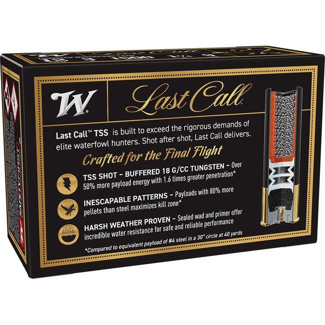 Winchester Last Call Waterfowl TSS Load 12 ga. 3 in. 1 1/4 oz. 9 Shot 10 rd. Winchester Last Call Waterfowl TSS Load 12 ga. 3 in. 1 1/4 oz. 9 Shot 10 rd.