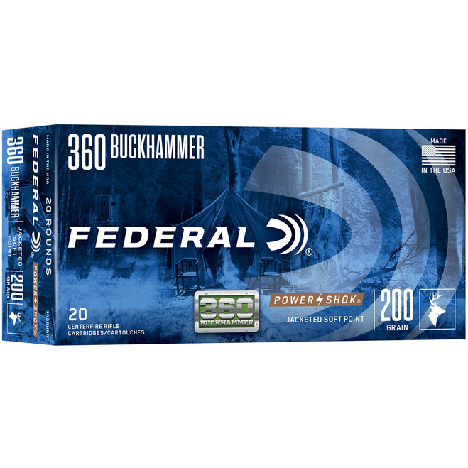 Federal PowerShok Rifle Ammo 360 Buckhammer 180 gr. PowerShok 20 rd. Federal PowerShok Rifle Ammo 360 Buckhammer 180 gr. PowerShok 20 rd.