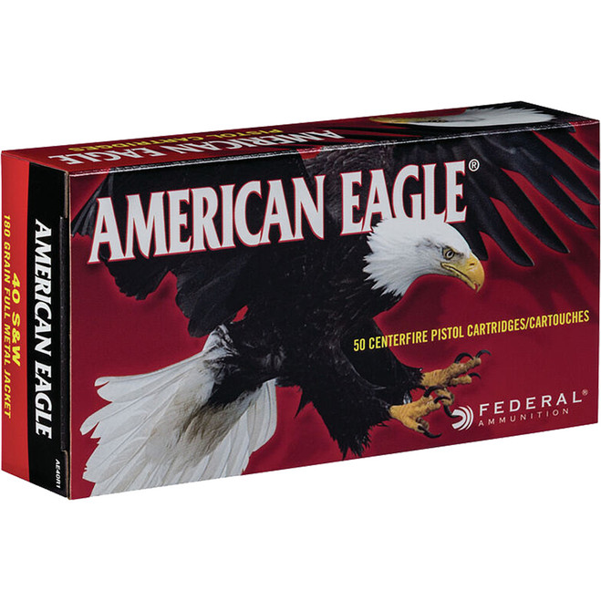 Federal American Eagle Pistol Ammo 40 S&W 180 gr. FMJ 50 rd. Federal American Eagle Pistol Ammo 40 S&W 180 gr. FMJ 50 rd.