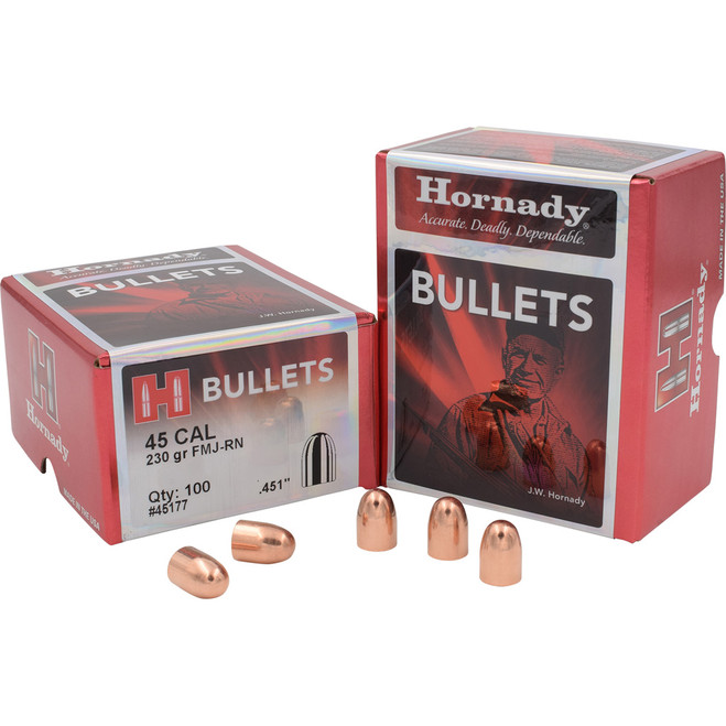 Hornady FMJ Round Nose Bullets 100 pk.