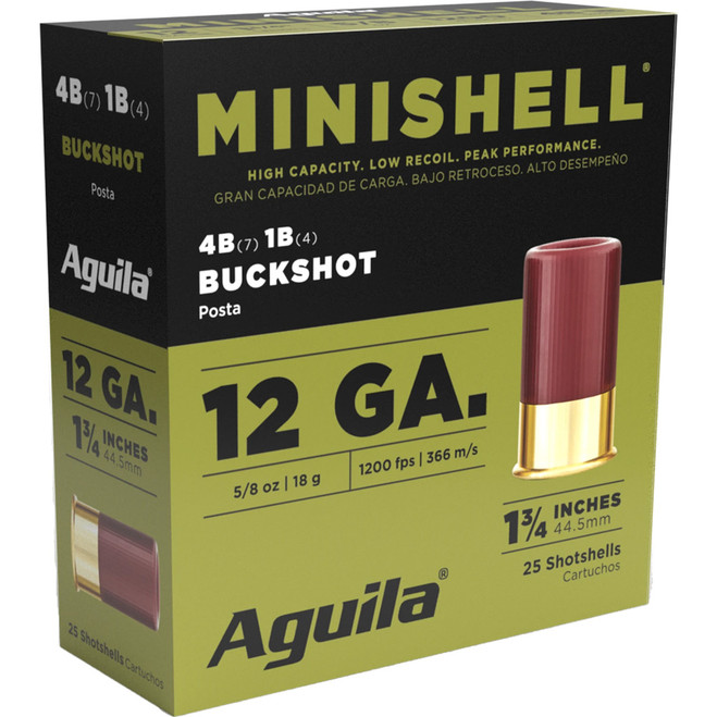 Aguila Minishell Shotgun Load 12 ga. 1.75 in. 5/8 oz. Buck 25 rd. Aguila Minishell Shotgun Load 12 ga. 1.75 in. 5/8 oz. Buck 25 rd.