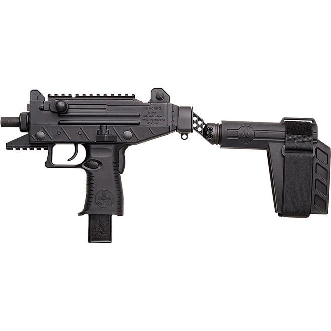 IWI UZI Pro Pistol with Stabilizing Brace 9mm 4.5 in. Black 25 rd. with Threaded Barrel IWI UZI Pro Pistol with Stabilizing Brace 9mm 4.5 in. Black 25 rd. with Threaded Barrel