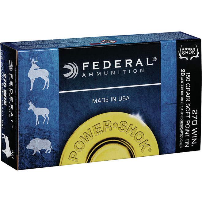 Federal Power-Shok Rifle Ammo 270 Win 150 gr. Jacketed Soft Point 20 rd. Federal Power-Shok Rifle Ammo 270 Win 150 gr. Jacketed Soft Point 20 rd.
