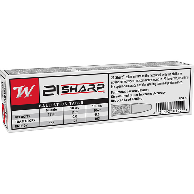 Winchester Rimfire Ammo 21 SHARP 25 gr. Lead Free 100 rd