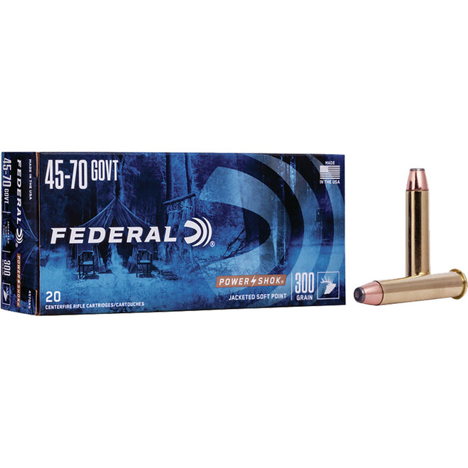 Federal Power-Shok Rifle Ammo 45-70 Govt. 300 gr. Flat Nose SP 20 rd. Federal Power-Shok Rifle Ammo 45-70 Govt. 300 gr. Flat Nose SP 20 rd.