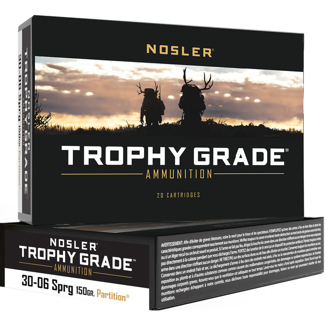 Nosler Trophy Grade Rifle Ammunition 30-06 SPRG 150 gr. PT SP 20 rd. Nosler Trophy Grade Rifle Ammunition 30-06 SPRG 150 gr. PT SP 20 rd.