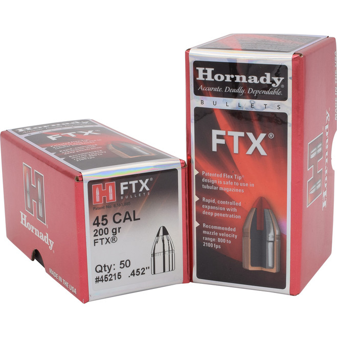Hornady FTX Pistol Bullets 45 cal. .452 200 gr. FTX 50 box Hornady FTX Pistol Bullets 45 cal. .452 200 gr. FTX 50 box
