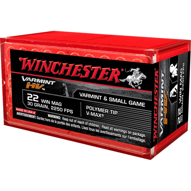 Winchester Varmint HV Rimfire Ammo 22 Mag 30 gr. V-Max 50 rd.