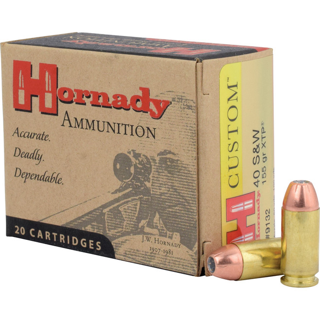 Hornady Custom Pistol Ammo 40 S&W 155 gr. XTP Jacket Hollow Point 20 rd.