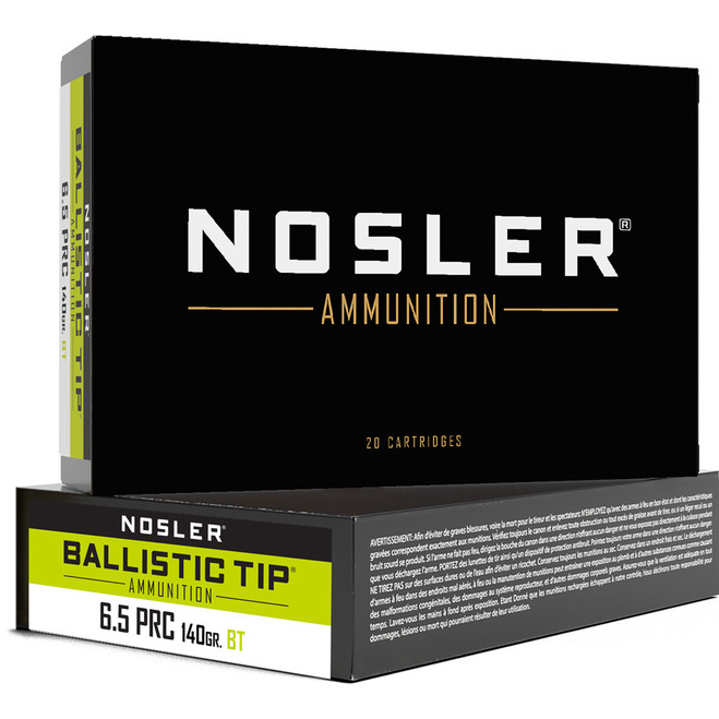 Nosler Ballistic Tip Rifle Ammunition 6.5 PRC 140 gr. BT SP 20 rd. Nosler Ballistic Tip Rifle Ammunition 6.5 PRC 140 gr. BT SP 20 rd.