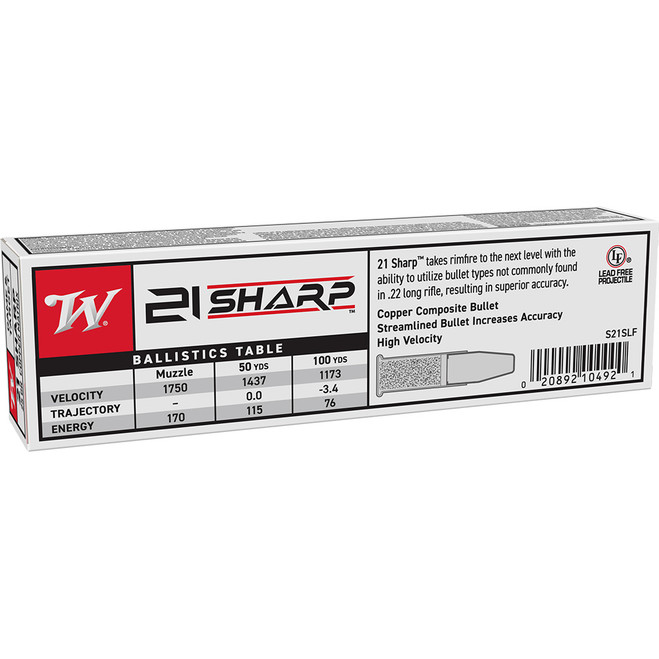 Winchester Rimfire Ammo 21 SHARP 25 gr. Lead Free 100 rd. Winchester Rimfire Ammo 21 SHARP 25 gr. Lead Free 100 rd.