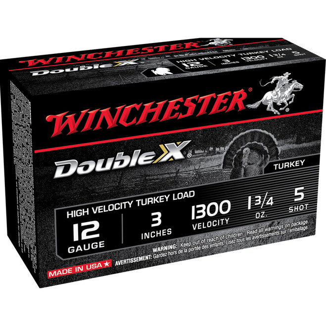 Winchester Double X High Velocity Turkey Load 12 ga. 3 in. 1 3/4 oz. 5 Shot 10 rd. Winchester Double X High Velocity Turkey Load 12 ga. 3 in. 1 3/4 oz. 5 Shot 10 rd.