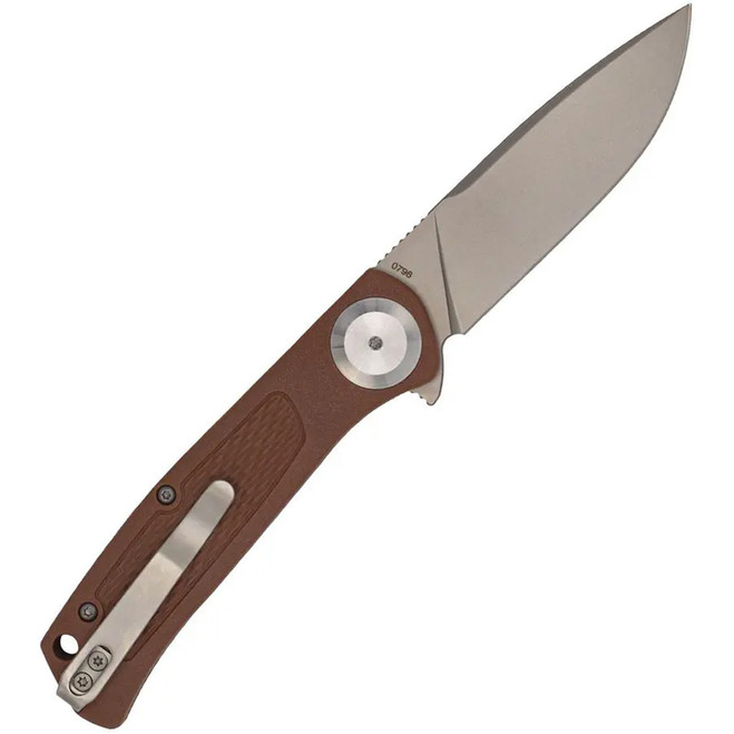 CobraTec EDC Scout Grivory Button Lock Knife Folding Blade Mocha