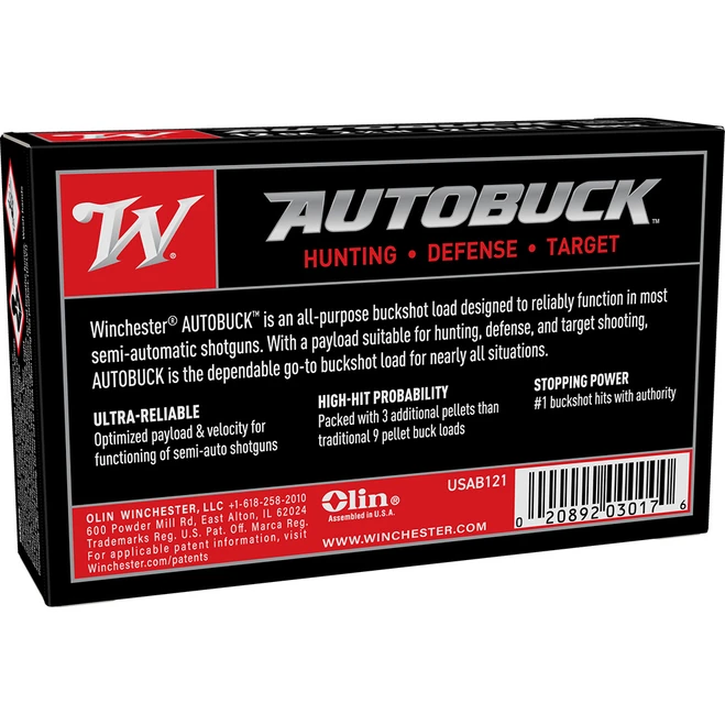Winchester Autobuck Buckshot Load 12 ga. 2 3/4 in 12 Pellet 1 Buck 5 rd.