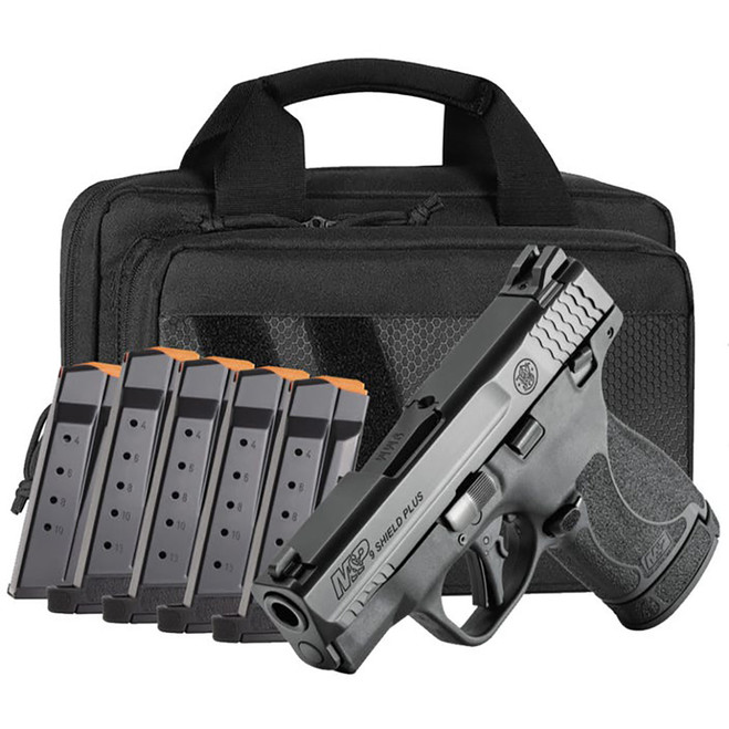 Smith and Wesson Shield Plus Carry on Pistol 9mm 3.1in Barrel 13rd Magazine 6 Mags Range Bag