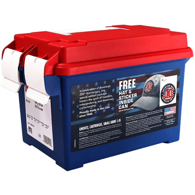Hornady 250th American Gunner Rifle Ammo 6.5 Creedmoor 140 gr. BTHP Match 250 rd.
