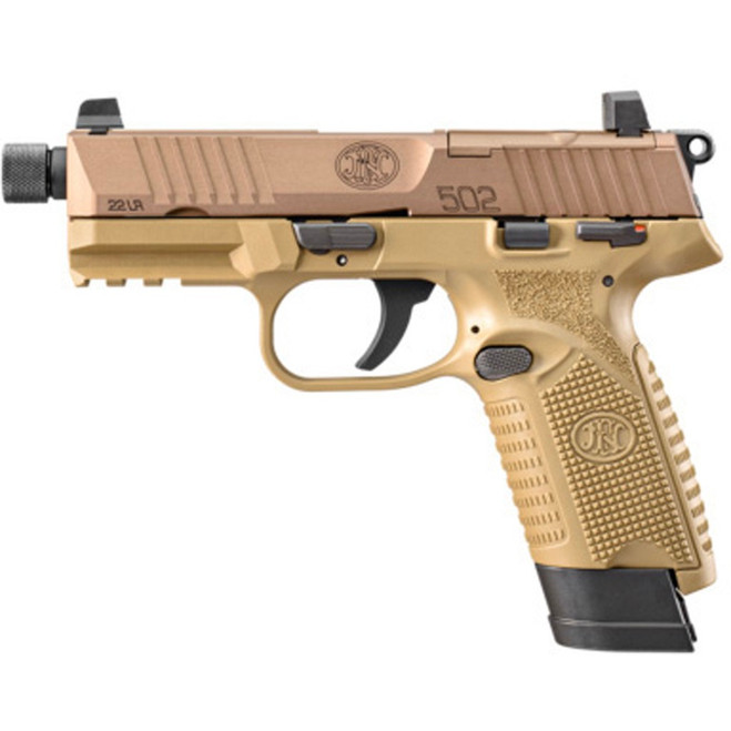 FN 502 Tactical Pistol 22 LR 4.6 in. FDE w/Threaded Barrel 10/15 rd. 