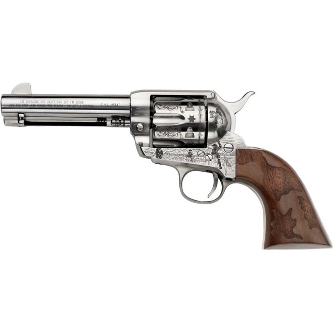 Pietta Cowpoke Revolver 45 Colt 4.75in Old Silver w/Engraved FM/BRL/CYL6rd