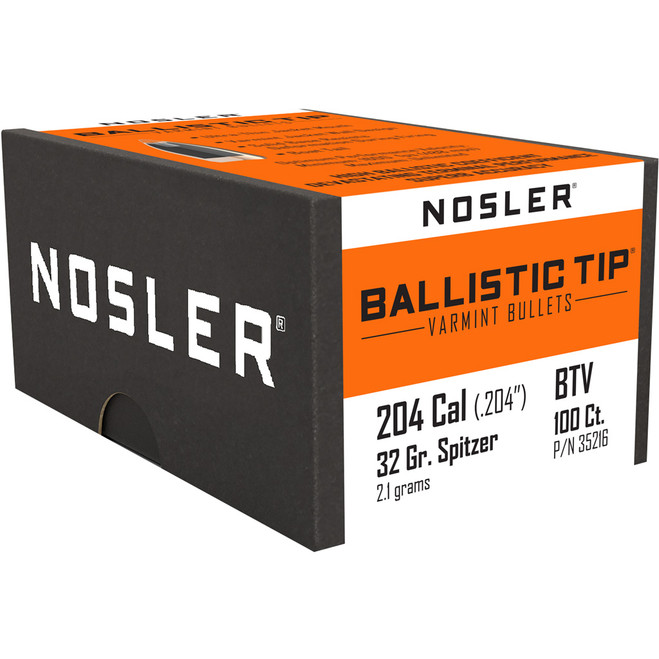 Nosler Ballistic Tip Varmint Bullets .204 Cal. 40 gr. Spitzer Point 100 pk.