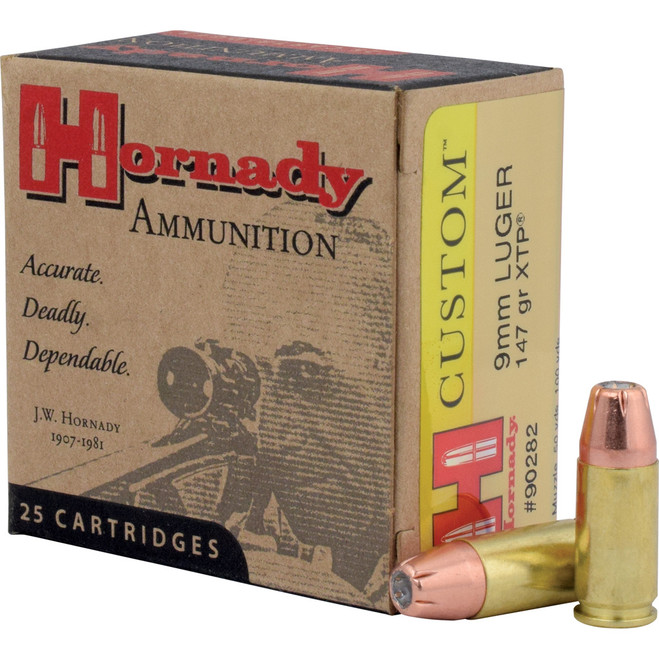 Hornady Custom Pistol Ammo 9mm Luger 147 gr. XTP Hollow Point 25 rd.