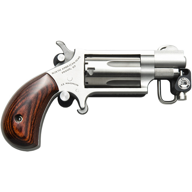 NAA Mini-Revolver w/ Belt Buckle 22 WMR Stainless/Matte Wood 1.13 in. 5 rd. NAA Mini-Revolver w/ Belt Buckle 22 WMR Stainless/Matte Wood 1.13 in. 5 rd.