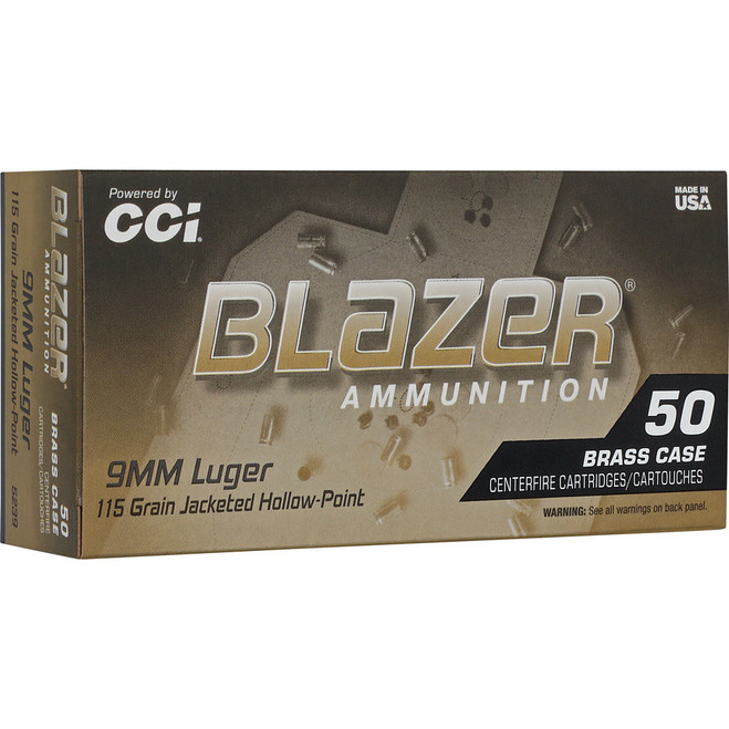 CCI Blazer Brass HP Pistol Ammo 9mm Luger 115gr. JHP 50 rd. CCI Blazer Brass HP Pistol Ammo 9mm Luger 115gr. JHP 50 rd.