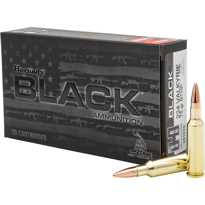Hornady Black Rifle Ammo 224 Valkyrie 75 gr. BTHP Match Black 20 rd. Hornady Black Rifle Ammo 224 Valkyrie 75 gr. BTHP Match Black 20 rd.