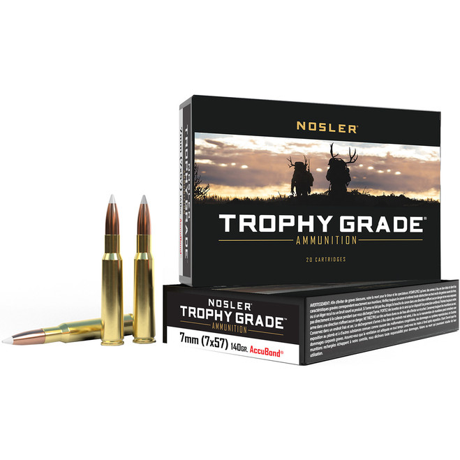 Nosler Trophy Grade Rifle Ammunition 7x57 Mauser 140 gr. AB SP 20 rd. Nosler Trophy Grade Rifle Ammunition 7x57 Mauser 140 gr. AB SP 20 rd.